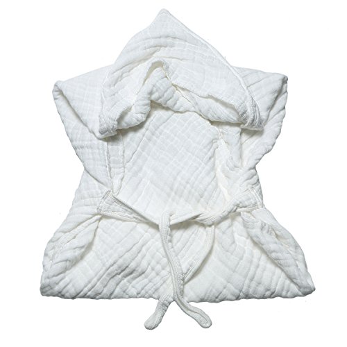 Lucear Muslin Cotton White Baby Bath Towels with Hood and Waistband Also for Baby Blanket