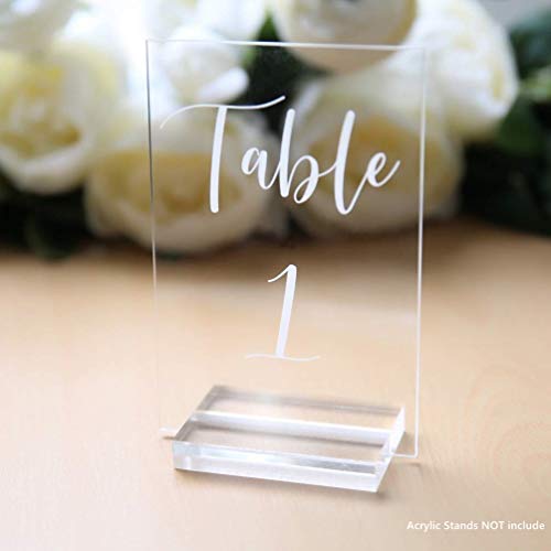 UNIQOOO Acrylic Wedding Table Numbers 1-20 | 4x6 Printed Calligraphy, Clear Table Number Signs | Perfect for Wedding Party and Dinners, Reception, Centerpiece Decoration, Event, Base NOT Included