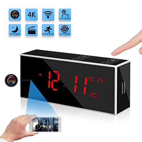 Hidden Spy Alarm Clock Camera with Stronger Night Vision YuanFan Full Hd1080P Wireless WiFi Smart Nanny Cam Motion Detection 160°Wide-Angle Fisheye Lens IP Remote Security Surveillance Camera