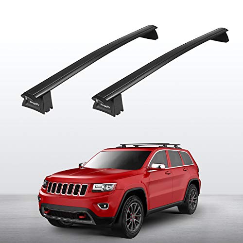BougeRV Car Roof Rack Cross Bars for 2011-2020 Jeep Grand Cherokee with Side Rails, Aluminum Cross Bar Replacement for Rooftop Cargo Carrier Bag Luggage Kayak Canoe Bike Snowboard Skiboard