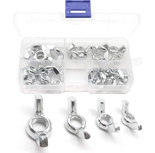 cSeao 28pcs Wing Nuts Assortment Kit Butterfly Nut Zinc Plated, 3/16-16'/ 1/4-20'/ 5/16-18'/ 3/8-16'