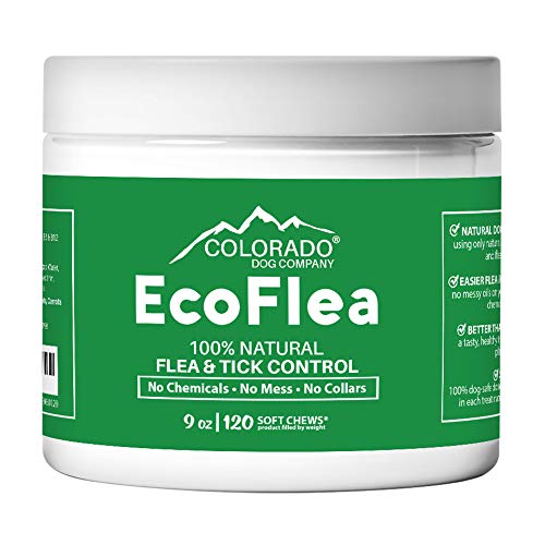 EcoFlea by ColoradoDog - all Natural Chewable Dog Treats for Flea and Tick Treatment and Prevention - 120 Count - no Chemicals, no Mess, no Collars
