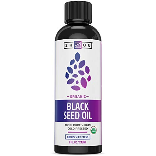 Usda Certified Organic Black Seed Oil - 100% Virgin, Cold Pressed SOURCE Of Omega 3 6 9 - Nigella Sativa Black Cumin - Super antioxidant for Immune Support, Joints, Digestion, Hair & Skin, 8oz