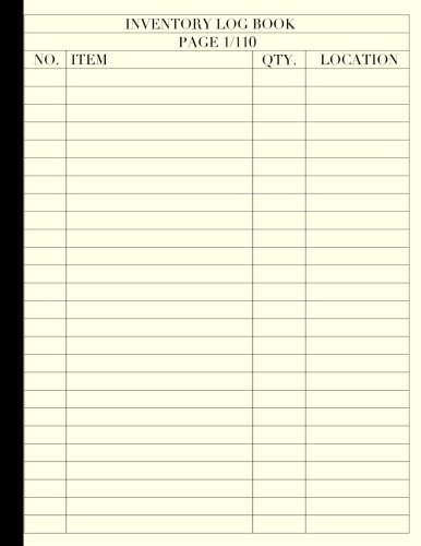 Inventory Log Book: Large ( 8.5' x 11' ) | 110 Pre-Numbered Pages | creme paper | perfect bound