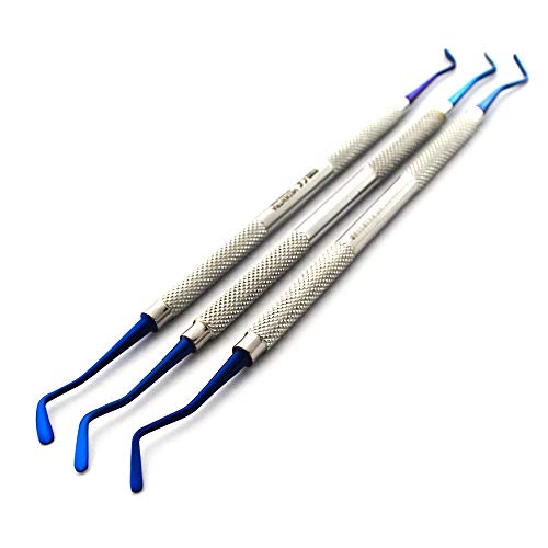 Set Of 3 Titanium Blue Tips Dental Flat Plastic Filling Instrument Amalgam Composite Restorative Tools 2mm-2.5mm-3mm Placing Spatula