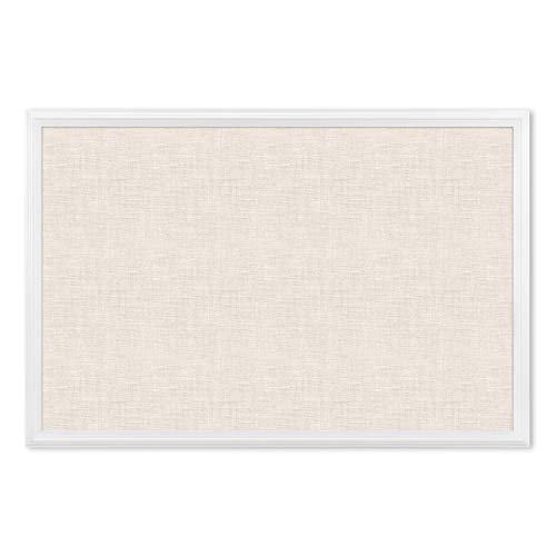 U Brands Cork Linen Bulletin Board, 20 x 30 Inches, White Wood Frame (2074U00-01)