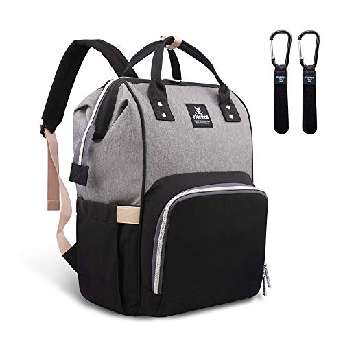 Hafmall Diaper Bag Backpack - Waterproof Multifunctional Large Travel Nappy Bag (Gray Black)
