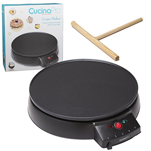 Crepe Maker and Non-Stick 12' Griddle- Electric Crepe Pan with Spreader and Recipes Included- Also use for Blintzes, Eggs, Pancakes and More