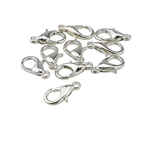 LASSUM 100 Pcs Stainless Steel Lobster Claw Clasps 7x12mm Silver Plated Lobster Claw Clasps for Jewelry Necklaces Bracelet Making