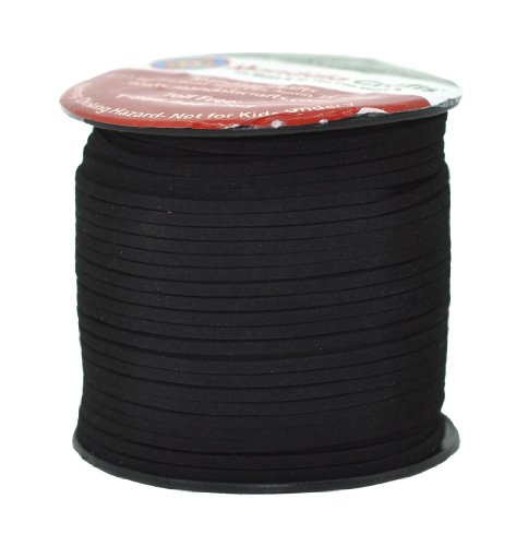 Mandala Crafts 100 Yards 2.65mm Wide Jewelry Making Flat Micro Fiber Lace Faux Suede Leather Cord (Black)