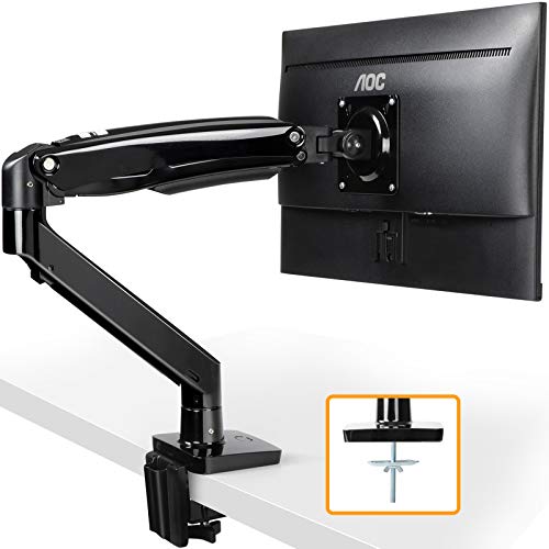 ErGear 22-35” Premium Single Monitor Stand Mount w/USB, Ultrawide Computer Screen Desk Mount w/Full Motion Gas Spring Arm, Height/Tilt/Swivel/Rotation Adjustable, Holds from 6.6lbs to 26.5lbs
