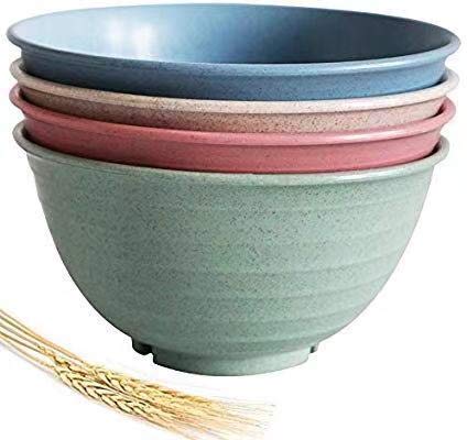 Unbreakable Cereal Bowls, (Brand) 30 OZ Lightweight Wheat Straw Bowl for Rice Noodle Soup Snack, Dishwasher & Microwave Safe - BPA Free (4 Pack)