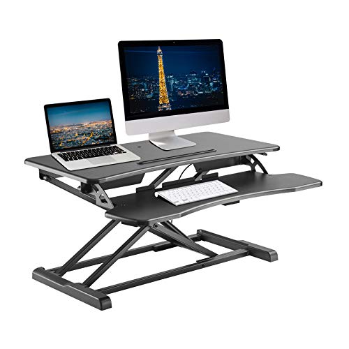 TechOrbits Standing Desk Converter - 32' Height Adjustable Stand Up Desk Riser - Sit to Stand Desktop Workstation