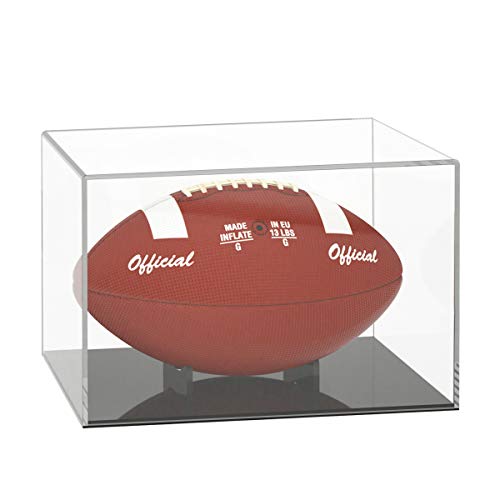 NIUBEE Acrylic Football Display Case, Clear Storage Case with Black Base, Include Support Ball Stand, 12.27.28in.
