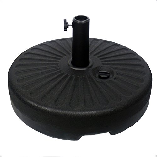 Sunnyglade Heavy Duty 23L Round 20' Water Filled Patio Outdoor Umbrella Base Stand Weight with Steel Umbrella Holder Suit for Dia 38mm or 48mm Umbrella Pole (Black)