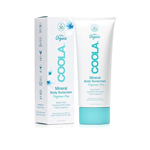 COOLA Organic Mineral Body Sunscreen, Broad Spectrum SPF 30, Reef-Safe, Fragrance Free, 5 Fl Oz