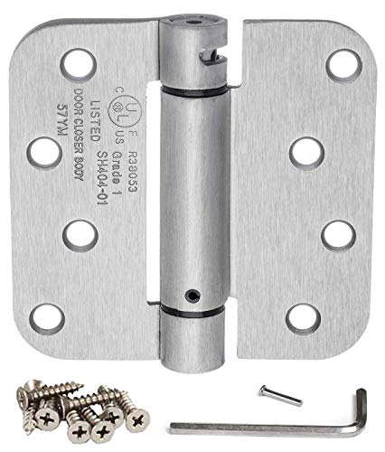 Dynasty Hardware 4' x 4' Mortise Spring Hinge with 5/8' Radius Corners, Satin Nickel - Pack Of 2 Hinges