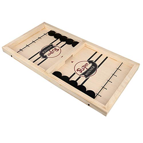 Daxuan Wooden Desktop Hockey Table Game for Kids and Adults, Table Desktop Battle 2 in 1 Ice Hockey Game, Portable Hockey Game Set for Family Party, Birthday Gift (Wooden)