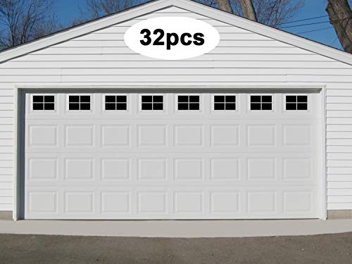 Eapele Magnetic Garage Door Windows Hardware Faux Windows Decoration Kit for Two Car Metallic Garage (32pcs)