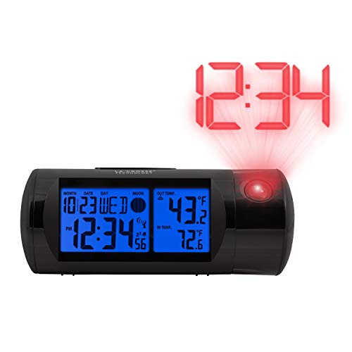 La Crosse Technology 616-143 Projection Alarm Clock with Backlight with in/Out Temp, Black