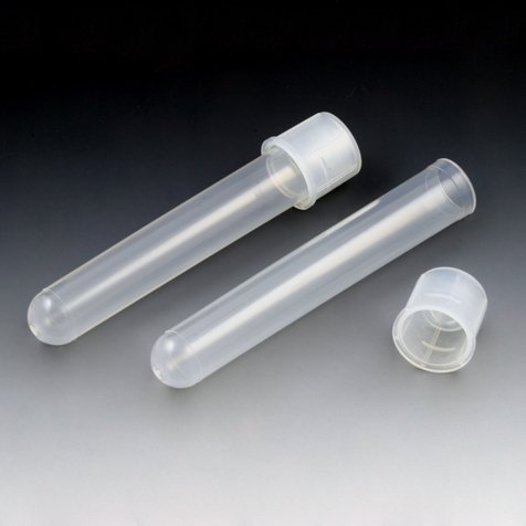Globe Scientific 110178 Polypropylene Culture Tube with Attached Dual Position Cap, Sterile, 14mL Capacity, 17mm Dia, 100mm Height (Case of 500)