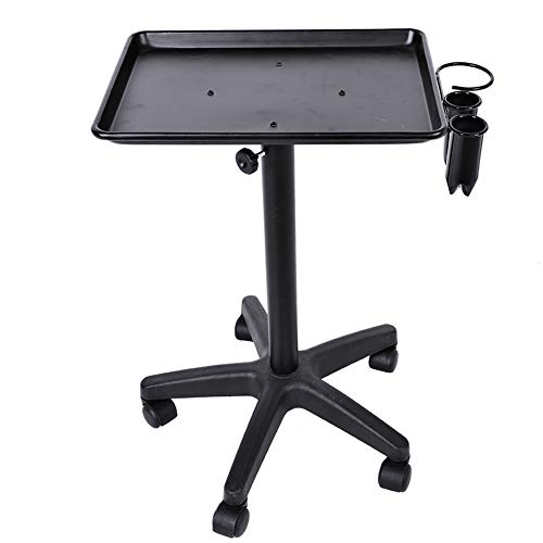 GOTOTOP Salon Tray Tattoo Rolling Tray Station Beauty Trolley Cart Equipment Aluminum Mobile Beauty Spa Service Instrument Hairdressing Storage Tray with Accessory Caddy,Black