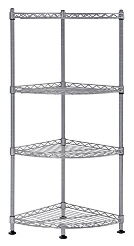 Muscle Rack WSCR121235-4S 4-Shelf Steel Wire Corner Shelving Unit, 12' Width x 35' Height x 12' Depth,