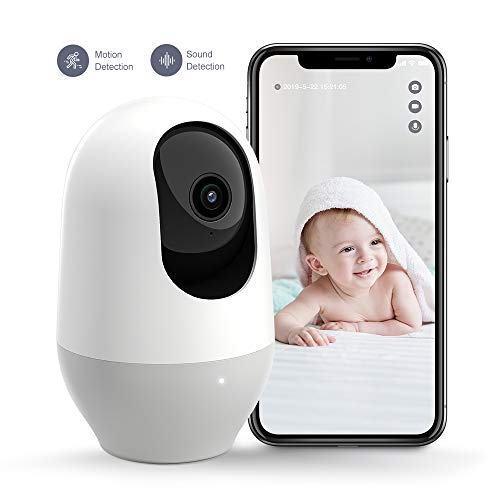 Nooie Baby Monitor, WiFi Pet Camera Indoor, 360-degree Wireless IP Nanny Camera, 1080P Home Security Camera, Motion Tracking, IR Night Vision, Works with Alexa, Two-Way Audio, Motion & Sound Detection
