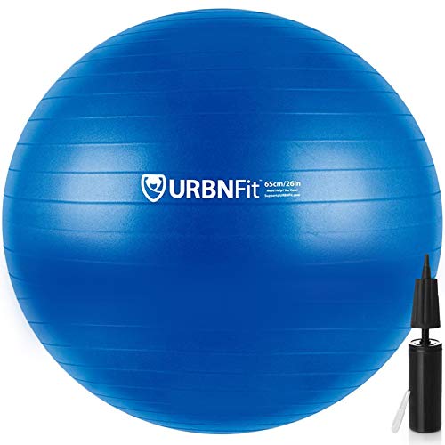 URBNFit Exercise Ball (65 cm) for Stability & Yoga - Workout Guide Incuded - Professional Quality (Blue)