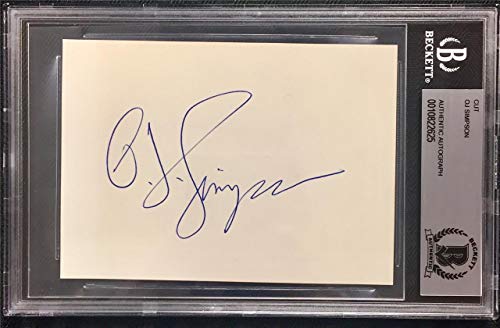 OJ O J SIMPSON Autograph Signed Index Card Cut Signature ~ Beckett BAS BGS ~Auto - NFL Cut Signatures