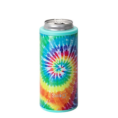 Swig Life 12oz Triple Insulated Skinny Can Cooler, Dishwasher Safe, Double Walled, Stainless Steel Slim Can Coozie for Tall Skinny Cans in Swirled Peace Pattern (Multiple Patterns Available)
