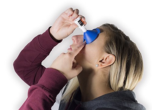 Eye Drop Guide - Putting in Eye Drops Made Easy and Convenient for All Ages - Works with Most Eye Drop Bottles | Reusable and Hand Washable | Blue Plastic Guide