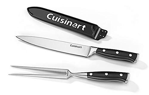 Cuisinart Classic Forged Triple-Rivet Cutlery, Carving Knife, Blade Cover, and Fork, 3-PC Set