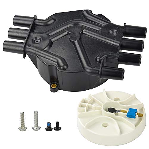 Distributor Cap And Rotor Kit 4.3 L V6, Reference Number D328A DR475 10452458, Compatible with Chevy GM Oldsmobile 1996-2005 Brass Terminals High Performance Distributor Cap Set