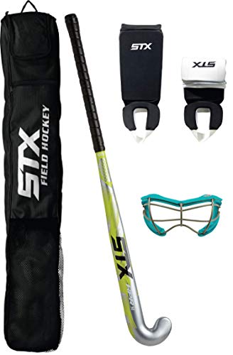 STX Field Hockey Junior Starter Pack with 2See-S Goggles 35', Black/Bright Yellow