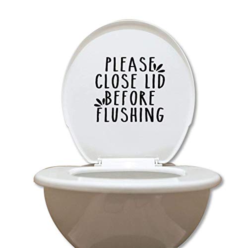 Farmhouse Styled Bathroom Toilet Lid -'Please close lid before Flushing' Vinyl Decal Sticker #FMH2