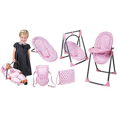 Lissi Convertible Doll Highchair Play Set with Accessories Role Play Toy