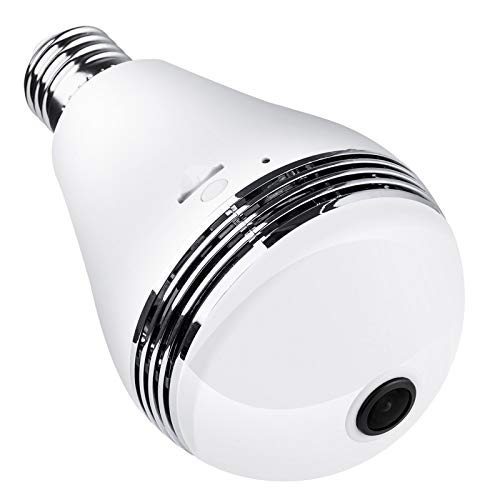 LUWATT Panoramic Light Bulb Camera 360 Degree Smart WiFi, 1080P HD Security Surveillance Camera with IR Motion Detection, Night Vision, Two-Way Communication for Home Baby Pets, Support 128G SD Card