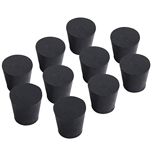 10 Pack (Same Size) Solid Rubber Stoppers - Size #5-29mm (1.14in) x 22mm (0.86in) - 28mm (1.10in) Long - Black Lab Plug