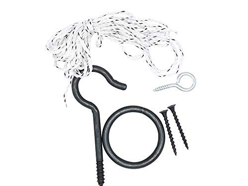 Iparts DIY Hook and Ring Swing Game Hardware Set, Heavy-Duty Iron Hook, Ring, Mounting Screws and Nylon Thread（Set-up Instruction Included）