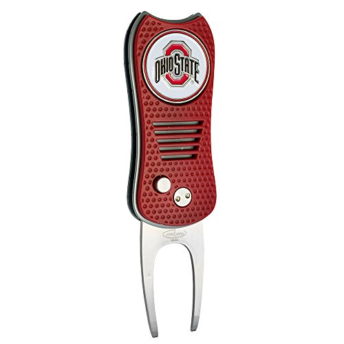 Team Golf NCAA Ohio State Buckeyes Switchblade Divot Tool with Double-Sided Magnetic Ball Marker, Features Patented Single Prong Design, Causes Less Damage to Greens, Switchblade Mechanism