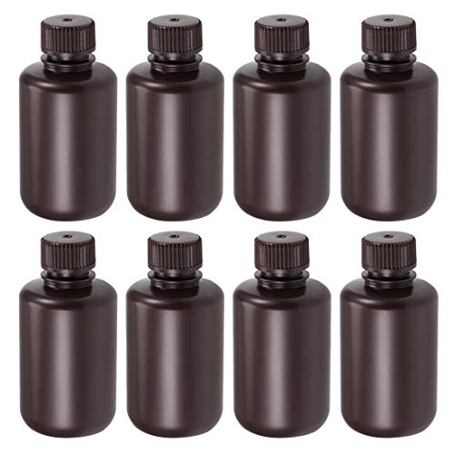 uxcell Plastic Lab Chemical Reagent Bottle 125ml/4.2oz Small Mouth Sample Sealing Liquid Storage Container Brown 8pcs