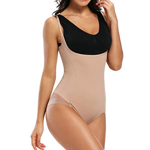 Shapewear Bodysuit for Women Seamless Firm Control Open Bust Body Shaper Bodysuit (Nude, L)