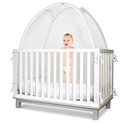 Baby Safety Crib Tent - Toddler Crib Topper to Keep Baby from Climbing Out - Clear View See Through Mesh Crib Netting - Mosquito Net - Pop-Up Crib Tent Canopy to Keep Infant in by KinderSense