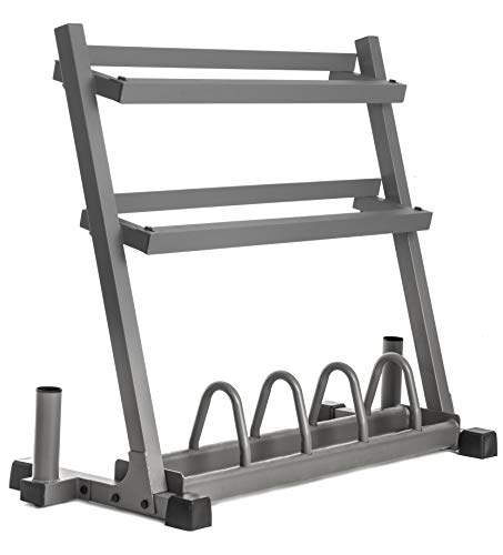 XMark All-in-One Dumbbell Rack, Plate Weight Storage and Dual Vertical Bar Holder, Design Patent Pending