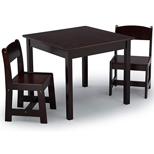 Delta Children MySize Kids Wood Table and Chair Set (2 Chairs Included) - Ideal for Arts & Crafts, Snack Time, Homeschooling, Homework & More, Dark Chocolate