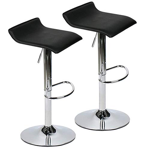 Bar Stool Set of 2, Height Adjustable Pu Leather Swivel Bar Stools Kitchen Counter Height Bar Chairs Barstools Dining Chairs (Black,2 Pack)