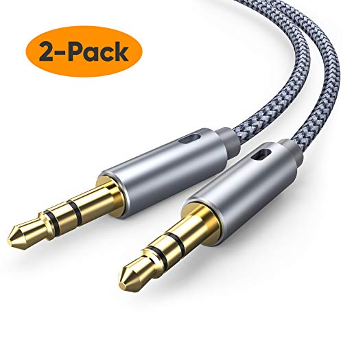 Oldboytech AUX Cable, [2-Pack, 4ft, Hi-Fi Sound] 3.5mm Nylon Braided AUX Cord for Car Compatible with Stereos, Speaker, iPod iPad, Headphones and More