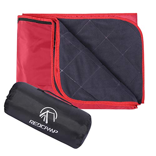 REDCAMP Large Waterproof Stadium Blanket for Cold Weather, Soft Warm Fleece Camping Blanket Windproof for Outdoor Sports, Red