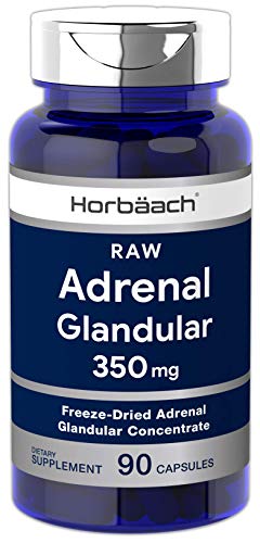 Raw Adrenal Glandular | 350 mg | 90 Capsules | Non-GMO, Gluten Free Supplement | by Horbaach
